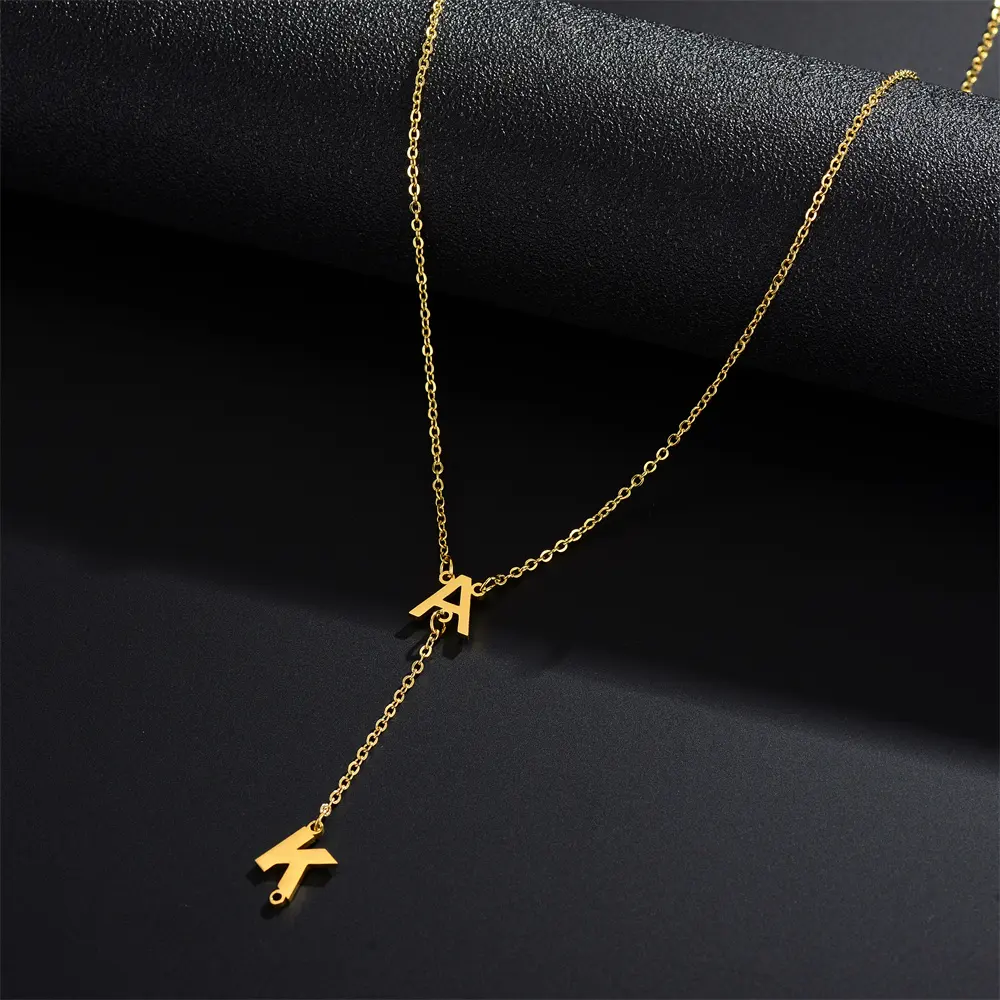 2021 Stainless Steel Custom Personalized Handwriting Name Necklace Women Charm Nameplate Minimalist Vertical Signature Necklace