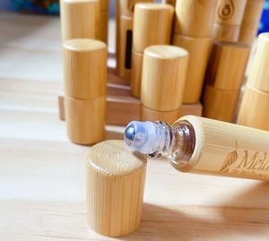 Sang Trọng Rõ Ràng Rỗng Mini Cuộn Trên Tinh Dầu Chai 10Ml Thủy Tinh Con Lăn Lọ Với Nắp Tre - Product Image 3