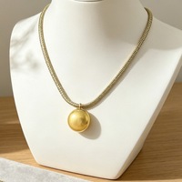 Collar con Colgante de Bola de Cadena de Serpiente, Acero Inoxidable 316L, Chapado en Oro de 18K, Hipoalergénico para Mujer