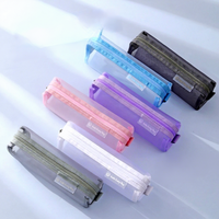Sac à crayons en tissu filet transparent, style papeterie, en polyester et nylon durables, avec fermeture en plastique, pour cadeau ou promotion