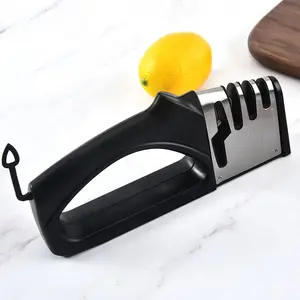 Personalizar o logotipo 4 Em 1 Multifuncional Aço Inoxidável 4 Stage Knife Sharpener Scissor Sharpener Kitchen Handheld Sharpening Tool