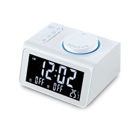 Digitale Bed Wekker Met Fm Radio Dual Usb Opladen Poorten Aux Temperatuur Detecteren Snooze Hotelkamer