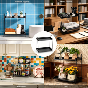 Organisateur de comptoir pour station à café, étagère en bois à 2 niveaux pour accessoires de bar à café, support de rangement pour condiments pour cuisine, maison - Product Image 6