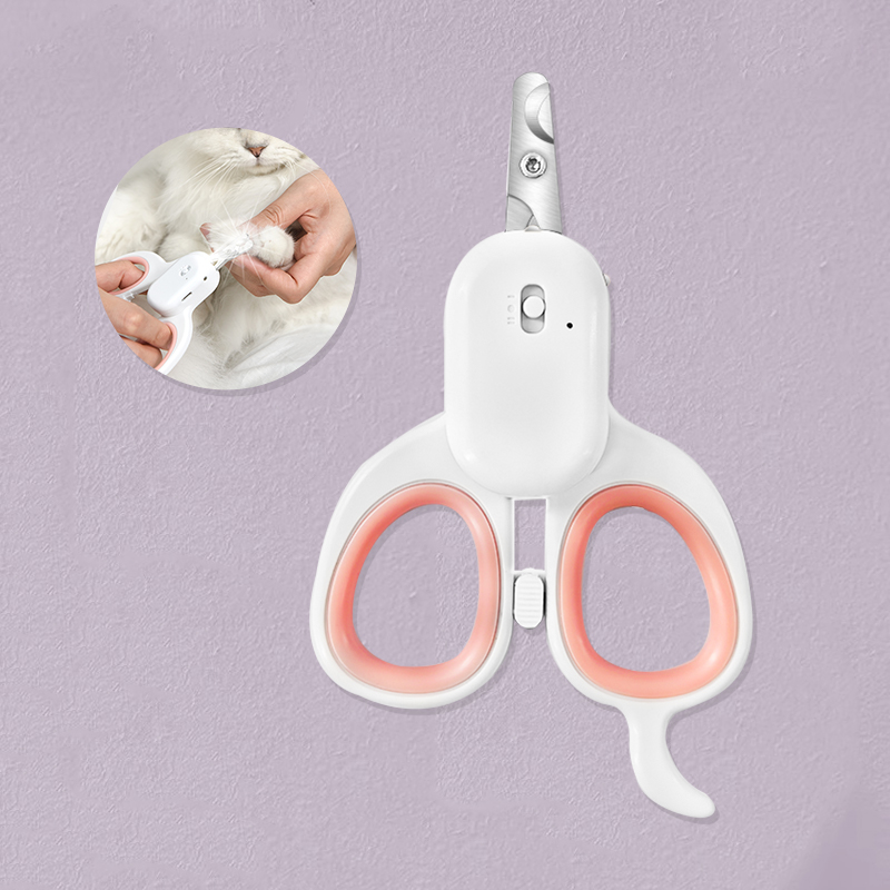 OEM Custom Pet Grooming Scissor Rechargeable UV Light and LED Flashlight Pet Nail Clipper Cat Nail Clipper