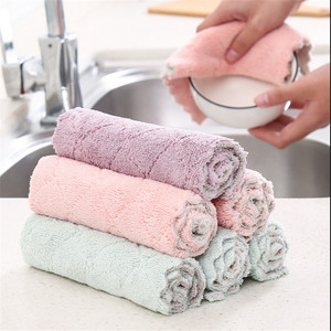 Kitchen Towels Solid Color Rectangle Absorbent Thickened Double Layer Dishcloth For Kitchen Cleaning - Product Image 1