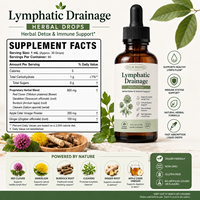 Compléments alimentaires à base de plantes pour le drainage lymphatique contenant du pissenlit et de la racine de bardane, gouttes liquides orales pour favoriser un flux lymphatique sain et une détoxification