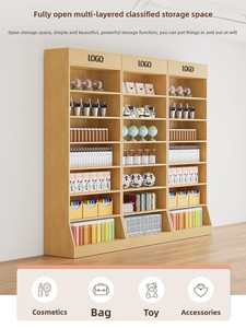 Rak Pajangan Toko Buku Kreatif Budaya Kayu Modern, Rak Bertingkat untuk Camilan, Perlengkapan Hewan Peliharaan, Alkohol, Salon Kecantikan - Product Image 2