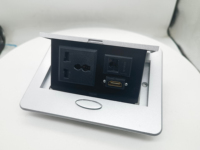 Boîtier de prises escamotable de table 16A 13A avec ports USB-A, étanche à la poussière, compatible prises UK et US