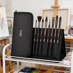 Ensemble de 10 pinceaux d'<span class=keywords><strong>artiste</strong></span> LUOYA, poils en nylon, manches en bois - Pinceaux ronds de détail pour acrylique, aquarelle, <span class=keywords><strong>gouache</strong></span> (noir) - Product Image 5