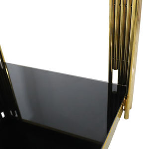 الذهب مستطيل الفولاذ المقاوم للصدأ الكروم الذهب الزجاج المقسى طاولة القهوة مكتب المنزل عالية الجودة السلع الذكية طاولة جانبية - Product Image 4