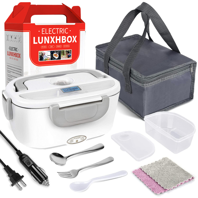 110V//220V/12V/24V Electric Lunch Box, Electric Food Warmer Lunch Box With Carry Bag