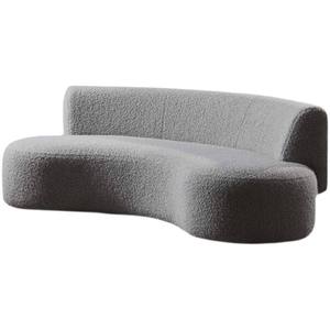 Sofá Cama Curvo Moderno de Lana de Cordero, Estilo Nórdico, Tapizado, para Sala de Estar, Hotel, Apartamento - Product Image 1