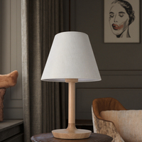 Lampe de Table Vintage en Bois de Pin Blanc E27 Base en Bois Lampe de Lecture Électrique de Chevet Tissu Style Européen Alimentation AC pour Salle de Lecture