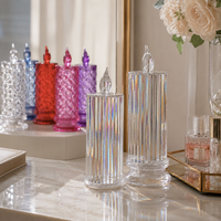 Bougie LED en acrylique cristallin à rayures géométriques, lumière de bougie à réfraction, incassable, sans flamme, lampe décorative de vacances