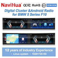 Moniteur radio Android Navihua à double écran incurvé de 32 pouces pour BMW Série 5 F10/F11/F18, cockpit LCD, cluster virtuel Linux