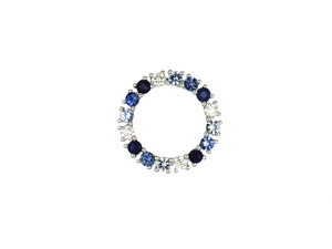 Elegante colgante circular abierto con zafiro azul degradado y diamante transparente, colgante de plata, joyería de lujo, regalo para damas, uso diario. - Product Image 1
