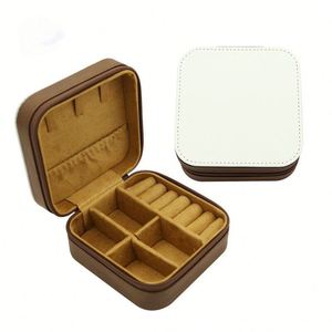 Boîte à bijoux personnalisée en cuir PU vierge pour sublimation, design DIY - Product Image 2