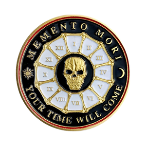 Moneda de Desafío Estocástica Memento Mori Memento Vivere con Recordatorio del Tiempo, Diseño Redondo - Product Image 1