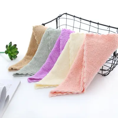 Z1457 Hand towel microfiber Child Wash Face Hand Cloth 25*25cm Coral Velvet Small Square Towel