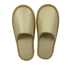 Chaussons d'hôtel jetables antidérapants en tissu épais à bout ouvert couleur unie pour invités usage intérieur hommes femmes vente en gros - Product Image 1