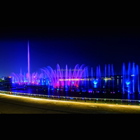 Fontaine musicale extérieure personnalisée avec lumières LED laser, construction en acier inoxydable, design de luxe pour hôtels et événements