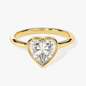 خاتم زفاف وخطوبة مخصص من ماسة المويسانيت على شكل قلب من الذهب الخالص عيار 9 أو 10 أو 14 أو 18 قيراط من ماي يي - Product Image 1