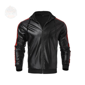 Sudadera con capucha y pantalones de chándal de cuero para hombre de alta calidad, conjuntos de Jogger, pantalones Cargo, chándales, chándal de cuero PU Unisex, conjunto de 2 piezas - Product Image 2