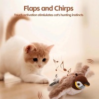 Juguete Interactivo para Mascotas, Pájaro de Peluche Eléctrico Recargable Inteligente, con Movimiento y Sonido de Gorjeo, Activado por Tacto