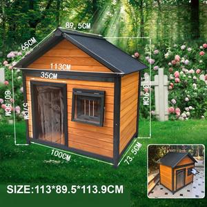 กรงสุนัขไม้กลางแจ้งบ้านสุนัขพันธุ์เล็กกันฝนได้ทุกฤดูอบอุ่นกันแสงแดดรูปทรงสี่เหลี่ยมขนาดเล็กสุนัขสไตล์คลาสสิก - Product Image 5