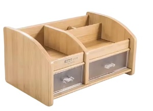 Organisateur de bureau moderne en bambou Glosen <span class=keywords><strong>C2032</strong></span>, créatif et multifonctionnel, type tiroir, à un seul niveau, pour ranger les stylos dans la salle d'étude - Product Image 1