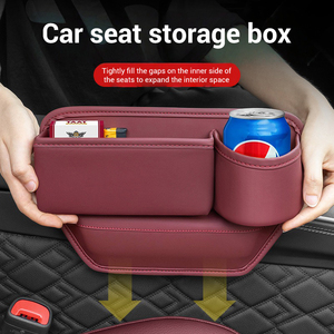 Organizador de asiento de coche de relleno de hueco de bolsillo lateral Universal de estilo de negocios de lujo caja de almacenamiento de cuero PU con portavasos - Product Image 3