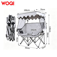 Chaises de camping doubles modernes WOQI Oxford avec auvent pare-soleil, chaise de plage pliable robuste - Mobilier d'extérieur portable