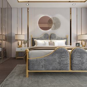 <span class=keywords><strong>Lit</strong></span> de luxe Nordic Light <span class=keywords><strong>Lit</strong></span> en <span class=keywords><strong>fer</strong></span> <span class=keywords><strong>forgé</strong></span> doré Moderne Simple Simple Double cadre en acier <span class=keywords><strong>Lit</strong></span> cadre en <span class=keywords><strong>fer</strong></span> rembourré - Product Image 3