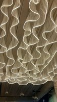 Rideau lumineux LED en organza pour fête de mariage, draperie de plafond ondulée blanc doux pour scène et toile de fond