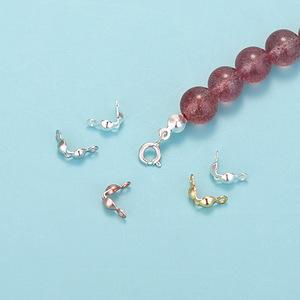 Set di perle a crimpare in argento Sterling S925 con punta di perline a crimpatura con punte per nodi a conchiglia piegate fai da te per risultati di creazione di gioielli - Product Image 1