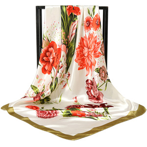 Sciarpa 1001 da donna in raso di notte da 35 pollici sciarpa da testa stampata personalizzata da 90*90cm di lusso in morbido raso etnico sciarpe scialli - Product Image 4