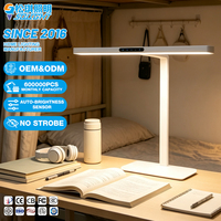 Lampe de bureau LED sans scintillement, anti-éblouissement, 48W, 4000K, Ra95, avec télécommande tactile, rechargeable, réglable, pour la protection des yeux, idéale pour les étudiants, les dortoirs et les bureaux