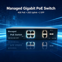 Switch PoE Gigabit Administrado por Web de 4 Puertos + 2 GE + 2 SFP, 10/100/1000Mbps con Soporte QoS VLAN, Apilable para Cámaras IP CCTV 3344GE