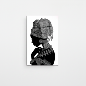 Elegante Silueta de Mujer Africana Impresa en Lienzo de Algodón, ARTE EN VIDRIO TEMPLADO - Product Image 2