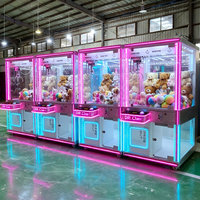 Machine à griffes de grue avec armoire de rangement supérieure, en métal, pour jeux d'arcade, attrapeur de peluches avec lumières RVB, jeu de récompenses pour centre commercial/divertissement