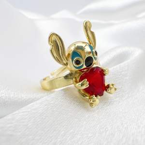 JML all'ingrosso accessori per bambini coniglio animale colorato amore zircone anello 14K placcato oro gioielli anelli cuore per bambini - Product Image 1