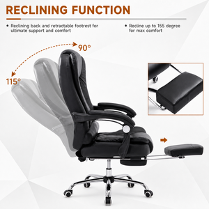 <span class=keywords><strong>Chaise</strong></span> de bureau <span class=keywords><strong>ergonomique</strong></span> pivotante de direction moderne en cuir synthétique avec repose-pieds, base chromée et <span class=keywords><strong>accoudoirs</strong></span> en PP – Vente en gros - Product Image 3