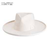HUAYI Chapeaux en feutre à la mode Chapeaux Fedora à large bord 100% Australie Chapeaux à bord crayon blanc en laine