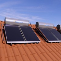 Chauffe-eau solaire à plaque plate pressurisée 120L économique avec réservoir émaillé, système compact pour toiture, OEM pour usage commercial et hôtelier