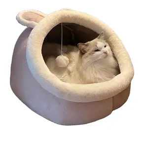 Grottes de lit sur pied pour chien personnalisées de haute qualité lavables pour chats d'intérieur ou petits chiens nid de chat rond doux