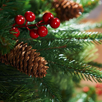 Sapin artificiel de Noël de haute qualité en mélange PE et PVC, avec base autoportante écologique, aiguilles et cônes de pin, prix usine EXW