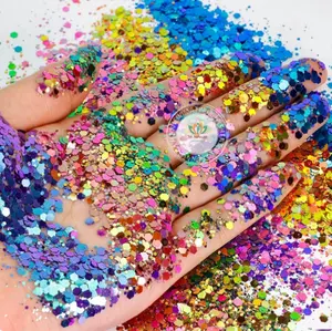 Chunky Glitter 12 Couleurs Écologique Changement De Couleur Paillettes Paillettes À Ongles Pour Nail Craft UV Gel Vernis À Ongles Paillettes