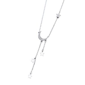 <span class=keywords><strong>Collana</strong></span> stella luna serie S925 in argento Sterling <span class=keywords><strong>collana</strong></span> femminile di lusso con nappa e nappa in argento con pelle sicura girocollo regali - Product Image 1