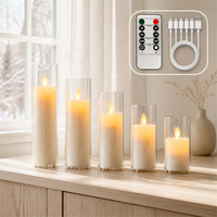 Bougies LED cylindriques en verre transparent, bougies scintillantes rechargeables pour la décoration nordique de la maison, décoration romantique de table de mariage