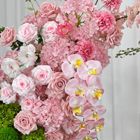 Bunga Mawar Sutra Hijau Pink Lembut Realistis Elegan Segar, Hydrangea, Lotus, Bunga Buatan untuk Lengkungan, Dekorasi Pernikahan & Rumah, Latar Belakang Sempurna